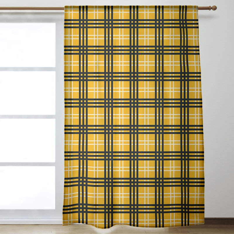 Room Darkening Curtain Single Panel, Yellow/Black/White