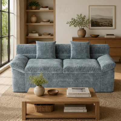 Canapé 3 places 180 cm, chenille, assise profonde, canapé confortable, livré monté, 1 pièce, idéal pour salon, chambre, salle de réunion, appartement