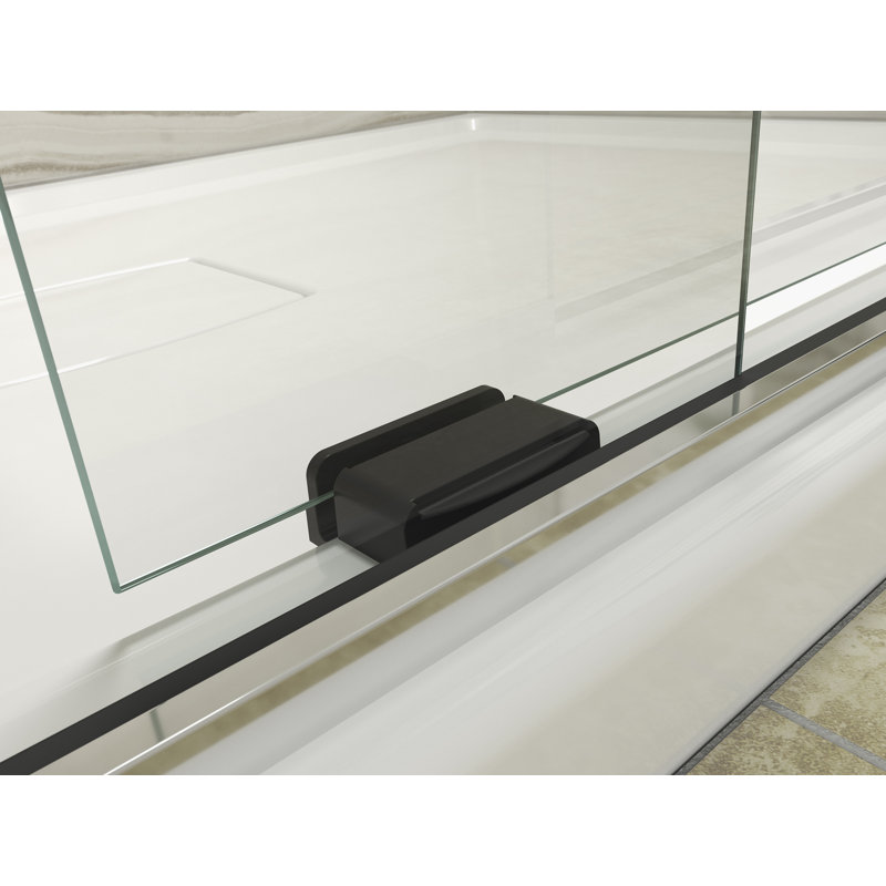 Levity 59.63" x 59.75" Bypass Bath Door with CleanCoat® Technology, Matte Nickel, Crystal Clear