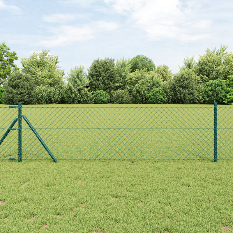 Chain Link Fence Steel, Green, 80cm H x 1000cm W