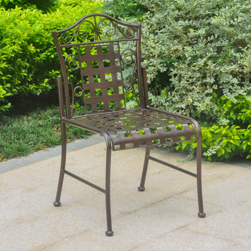 Dalmatia Premium All-Weather Wicker Outdoor Dining Side Chair, Hammered Bronze