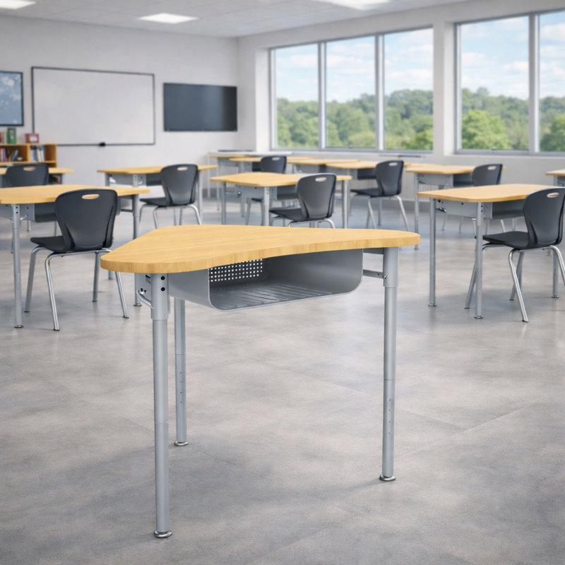Bureau d'étudiant ouvert à hauteur ajustable Boomerang, Brun