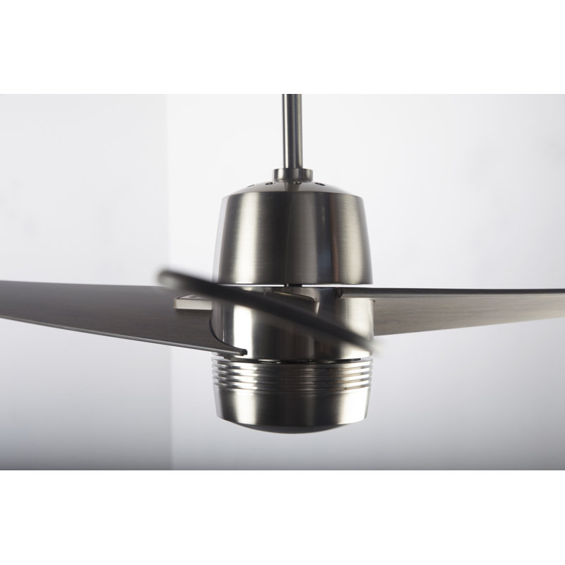 Velo Downrod Ceiling Fan, Bright Nickel, Wall/Remote Combo Controls, Graywash
