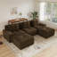 Canapé modulaire en forme de U Boneless, tissu de velours côtelé à compression et sans assemblage-123043451