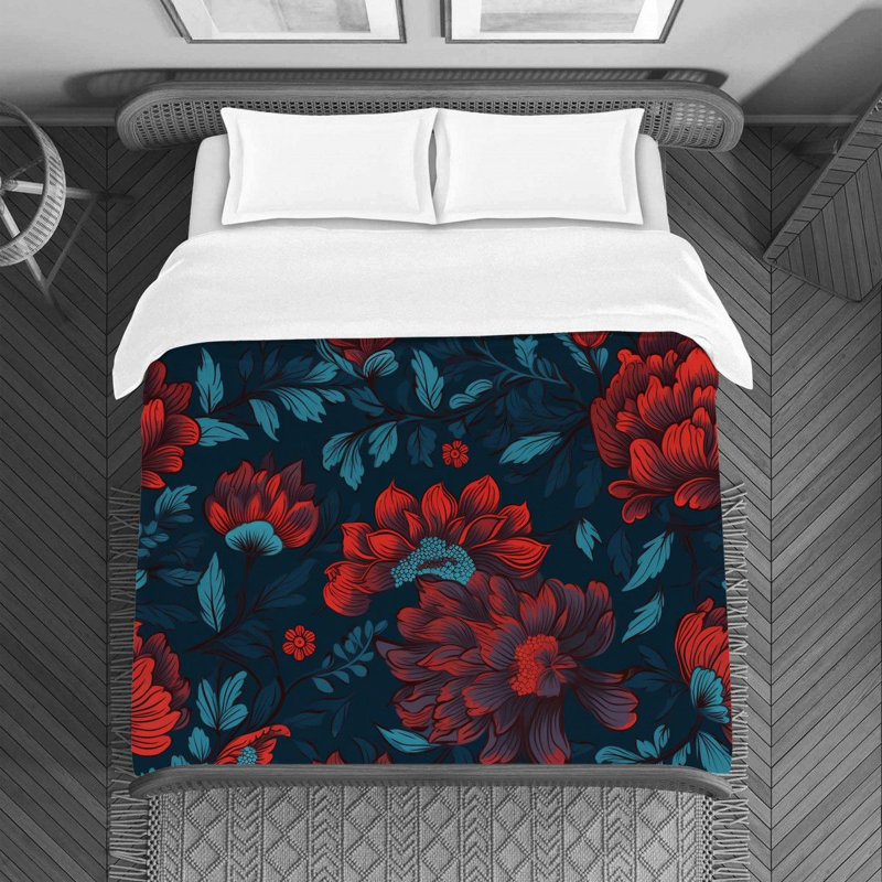 Machine Printed Duvet Cover, Queen Duvet Cover, Red/Blue