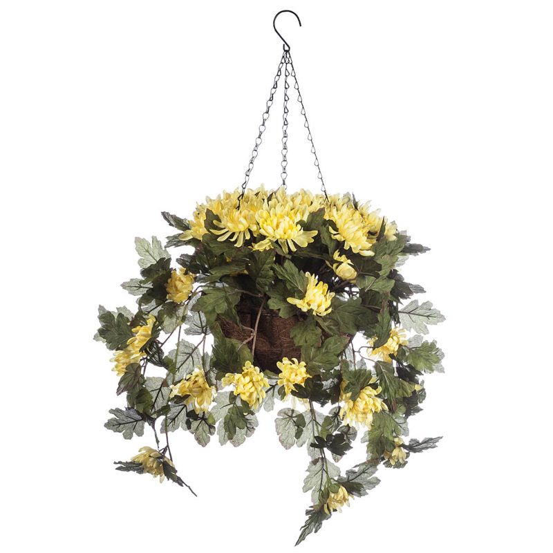 OakRidge Fully Assembled Hanging Mum Basket, Yellow