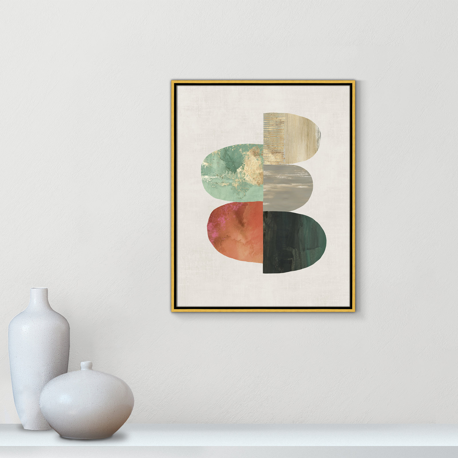 Evolving Energy I - Painting Print, Picture Framed Canvas, 29.5" H x 23.5" W, Gold