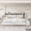Twin Size Upholstered Daybed with Trundle, Storage Footstool, Shelves, USB Charging & LED Light, Grey-661133588-661133577