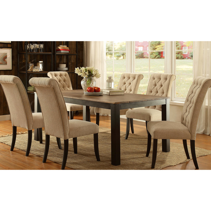 Fabrication de chaises de style contemporain et rustique avec 2 sièges en tissu beige et structure en bois massif de style moderne