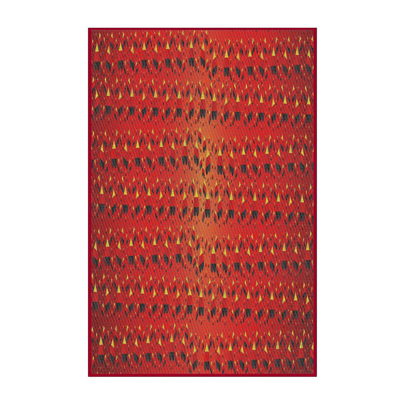 Tapis de zone rouge/beige à motifs Skänninge, Rectangle 5 pi x 7 pi
