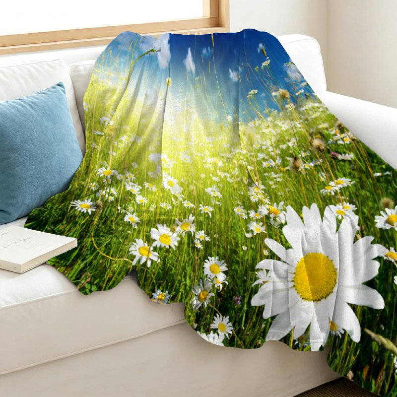 Jeté en flanelle transparente, molleton ultra doux, imprimé champ rectangle, Throw 40" x 50"