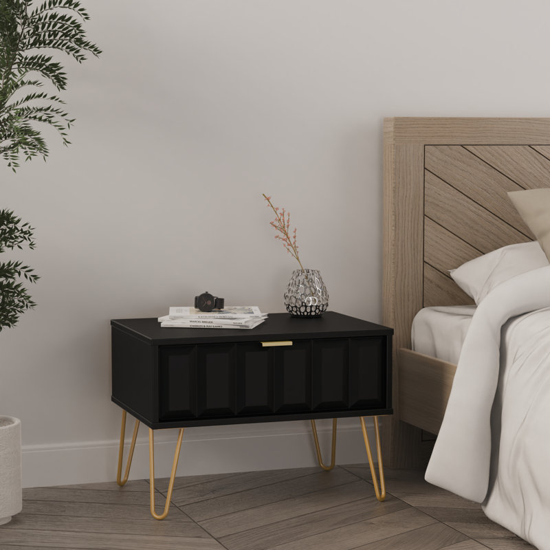 Alard End Table, Black/Gold