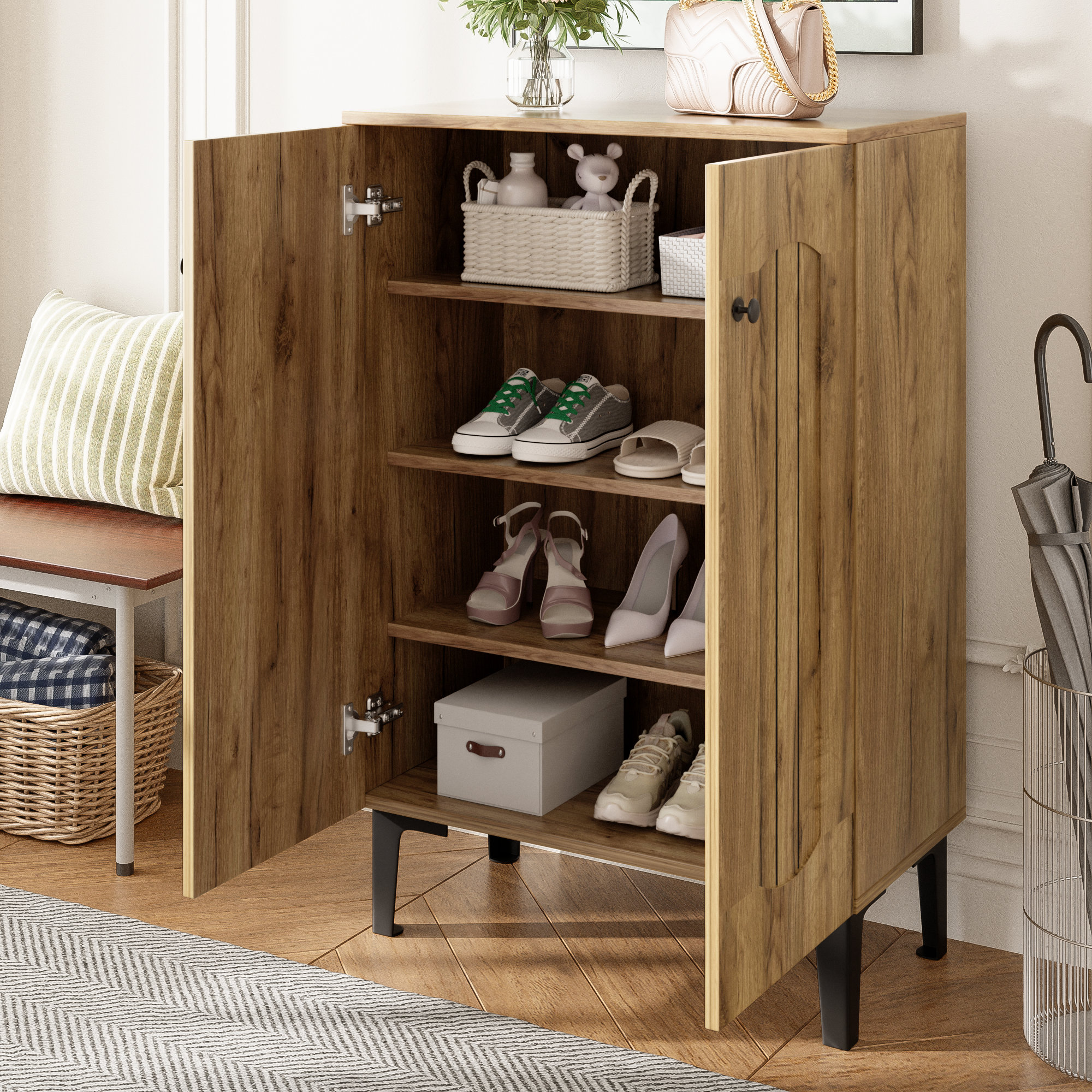 Mikado Living Modern Double Door Shoe Cabinet 60Cm Compact Storage mikado-living-modern-double-door-shoe-cabinet-60cm-compact-storage