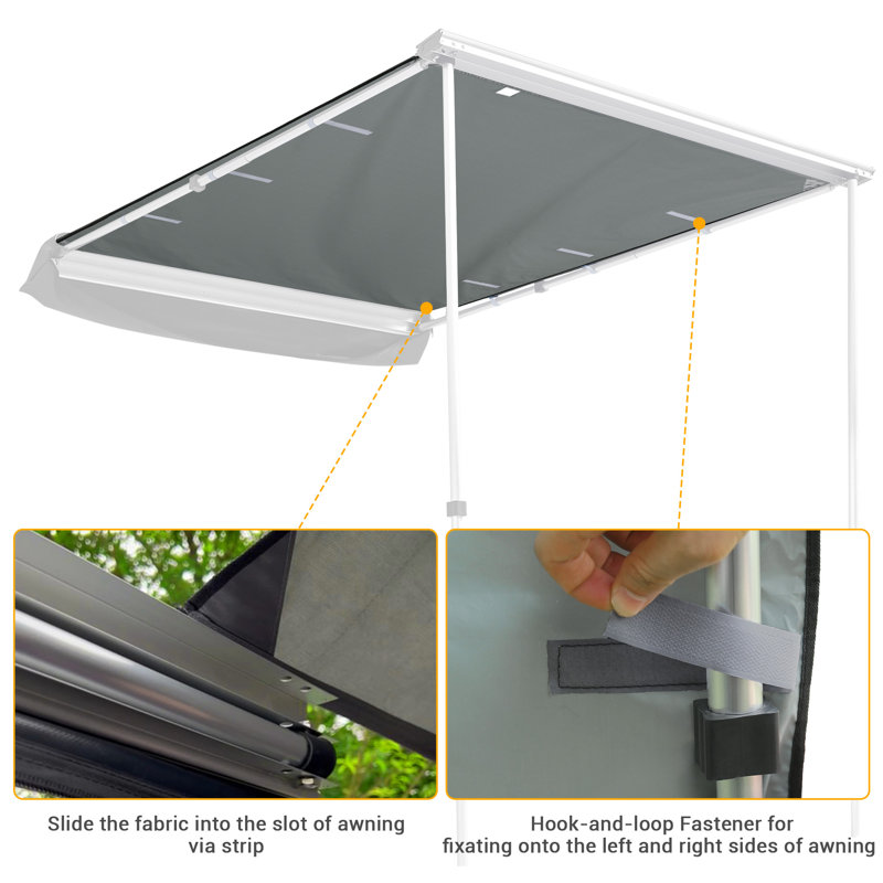 Yescom Polyester Gray Cover Retractable Patio Awning, 4.5' H x 6' L