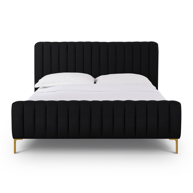 Robbinsdale Natural Upcycled Linen King Bed, Noir, Grand