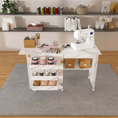 Table de couture pliante 4-en-1 avec roues verrouillables