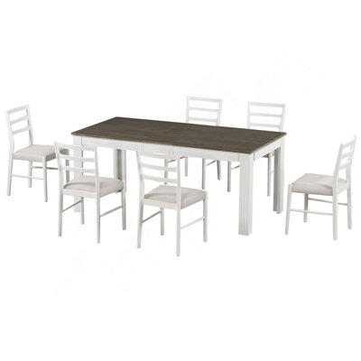 Ensemble de table de salle à manger en bois 7 pièces Farmhouse