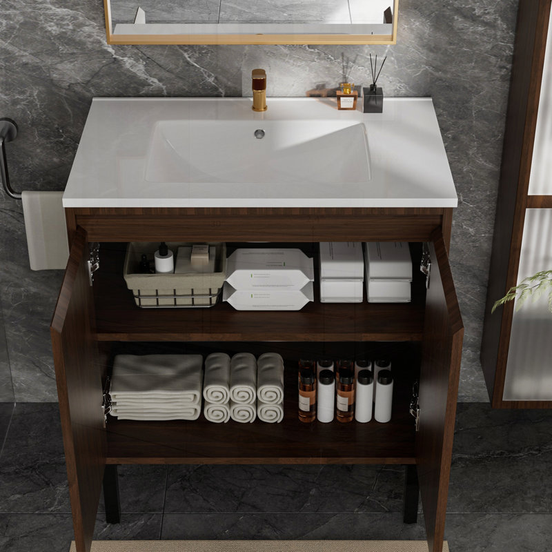 Meuble-lavabo élégant et durable sans lavabo, parfait pour les salles de bain modernes et fonctionnelles.