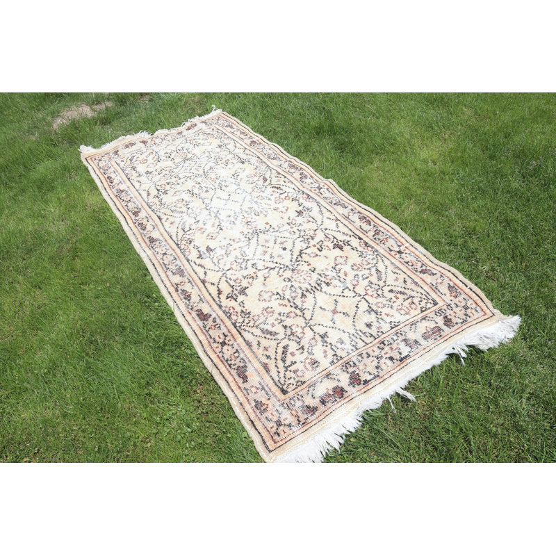 Tapis turc vintage Oushak beige - idéal pour la décoration et la décoration d'un vestibule