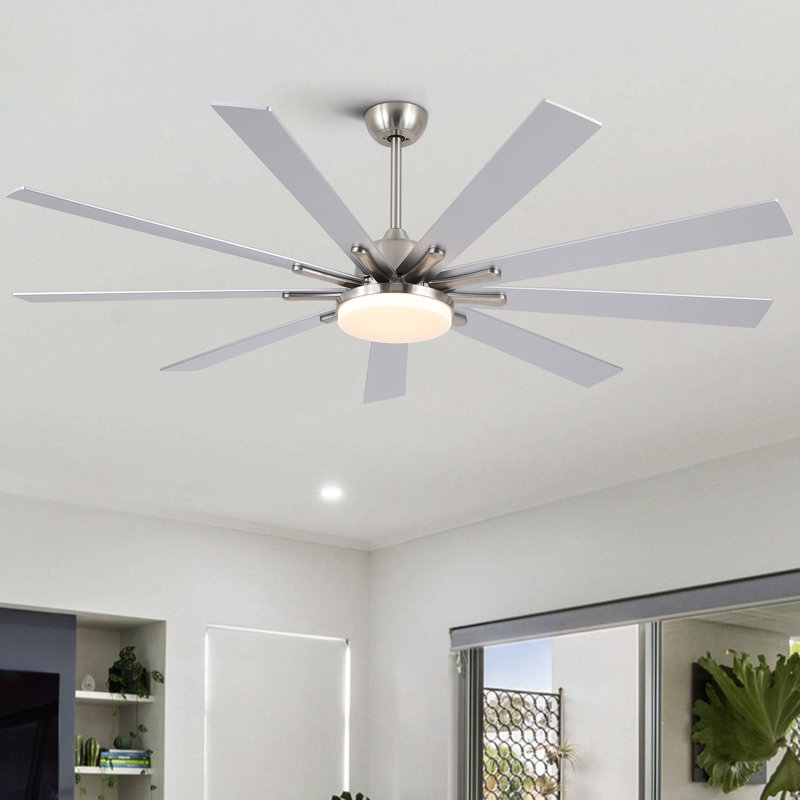 72 In Integrated Led Brushed Nickel Smart Ceiling Fan With Remote Control