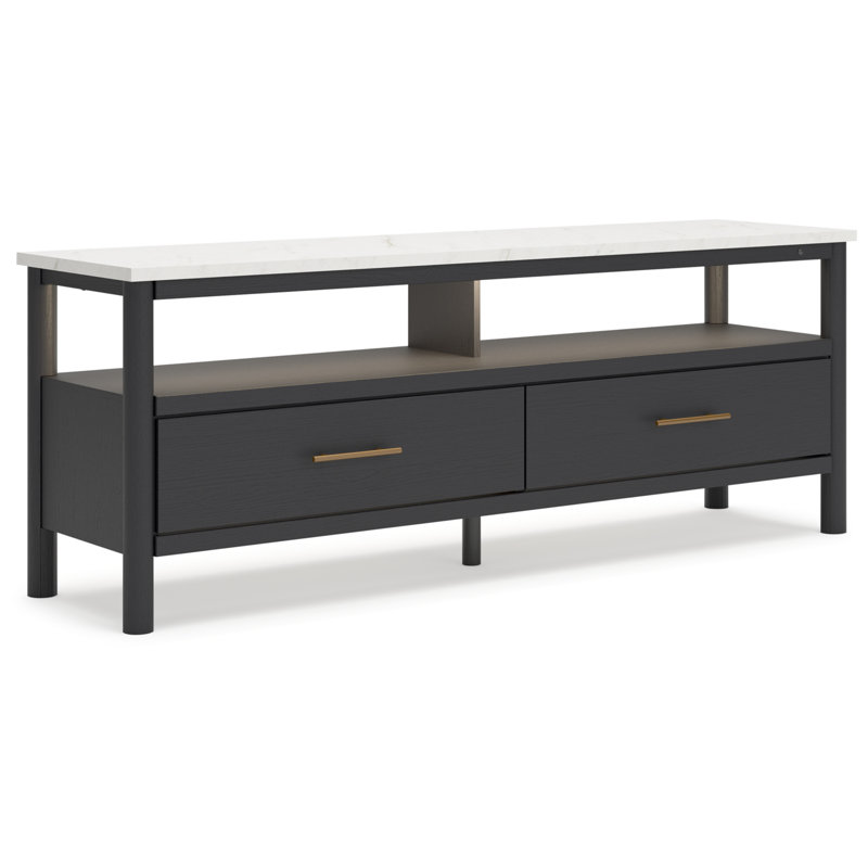 Cadmori 72" Black and White Faux Marble TV Stand