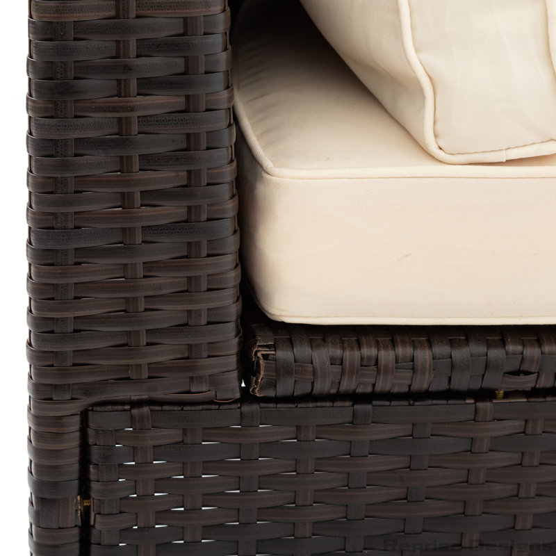 Ensemble de 5 canapés demi-lune en rotin et en osier 5 pièces, Beige