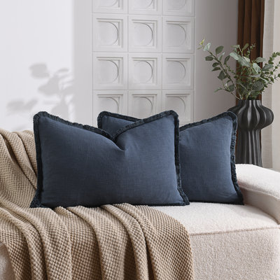 Housse de coussin en lin délavé texturé Boho Farmhouse