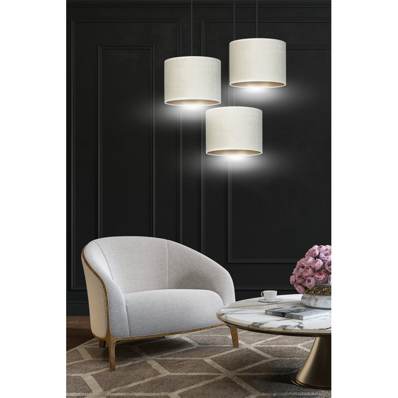 Eamie 3 - Light Black Cluster Pendant, White