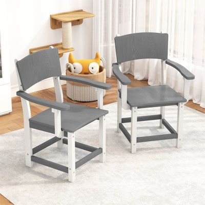 Patio Dining Chair Outdoor Armchair Poly All-weather Waterproof (Set of 2)