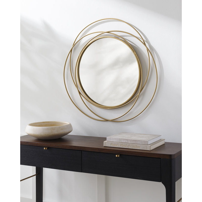 Wemple Iron Round Mirror, Gold, 21.5" x 21"