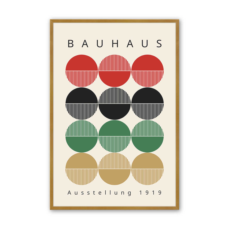 Cercles de Bauhaus rétro, Cadre simple en or poli, H 21,25 po x l 17,25 po