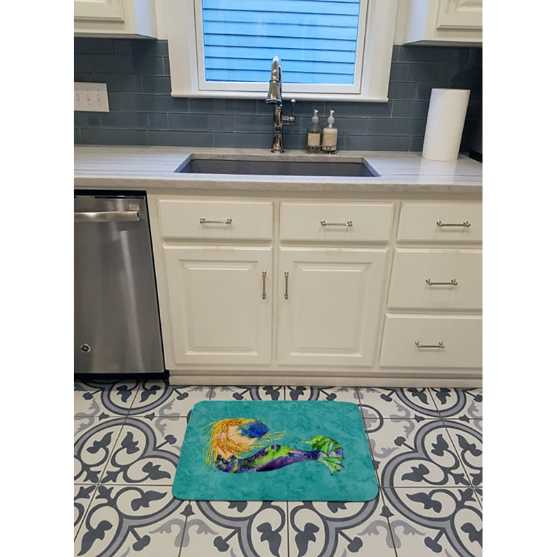 Mermaid Blonde Rectangle Microfiber Non-Slip Bath Rug