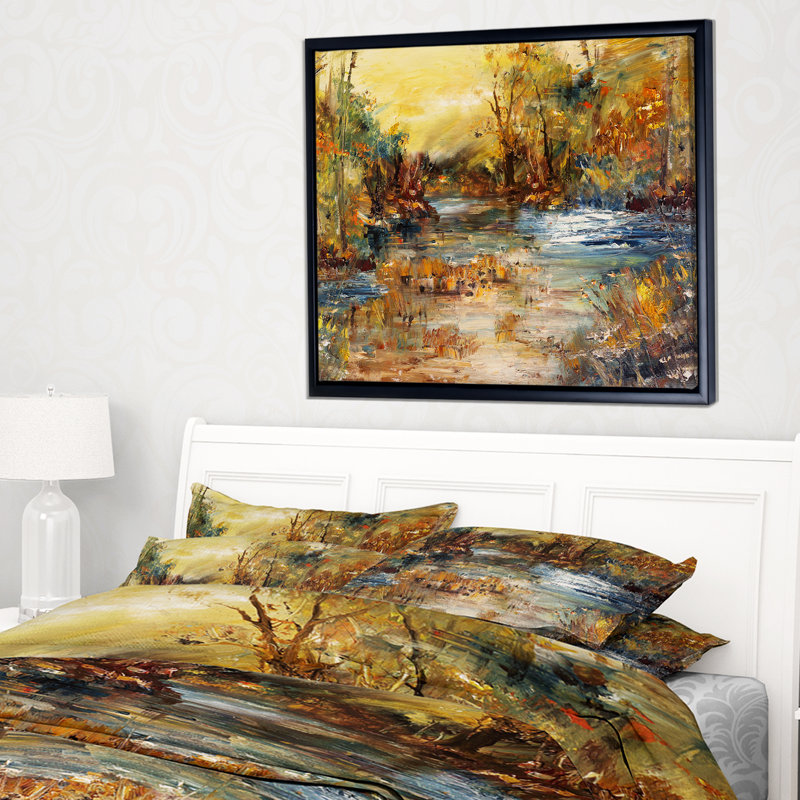 Schafer «River in Forest», peinture, H 30 po x l 40 po x P 1,5 po, Toile avec cadre flottant