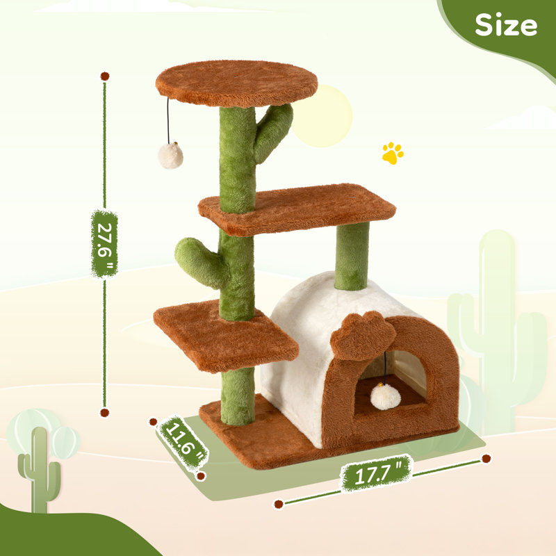 Arbre à chat Cactus avec perchoirs et poteaux en sisal, 36,6 po