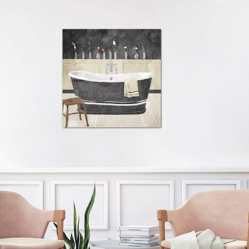 Bathroom Florals Dark by Mlli Villa - Wrapped Canvas Print, 66.04 cm H x 66.04 cm W x 1.91 cm D