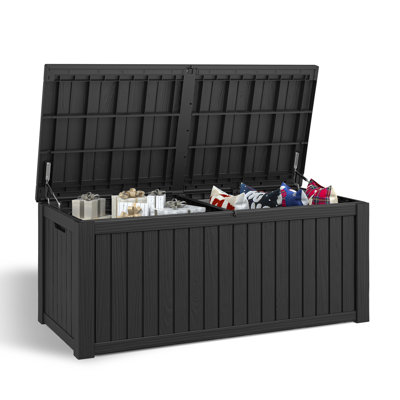 60.82""W 150Gallon Durable Waterproof Resin Deck Box -  KAMABOKO, TT010-BK
