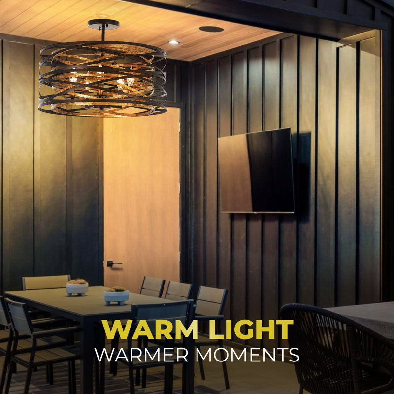Luminaire suspendu semi-encastré 5 lumières Minka Lavery Vortic Flow - Bronze rustique élégance