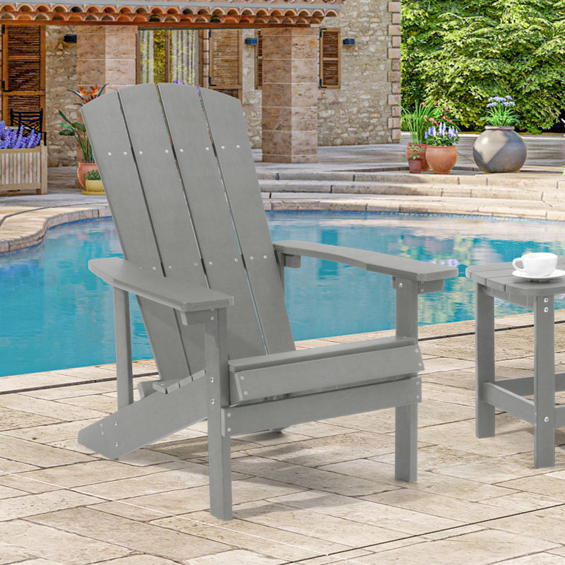 Bernhardine Hips Weather Resistant Adirondack Chair, Gris clair