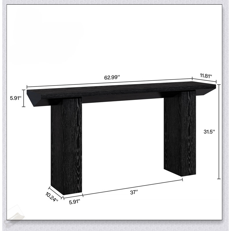 63 Inch Industrial Farmhouse Extra Long Console Table - Narrow Design For Behind Couch And Entryway