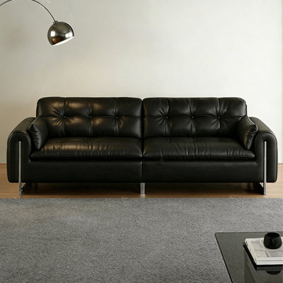 Canapé modulaire noir en similicuir