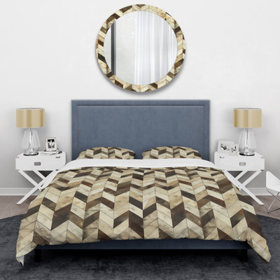 Brown Beige Herringbone Tiles II - Modern Duvet Cover Set