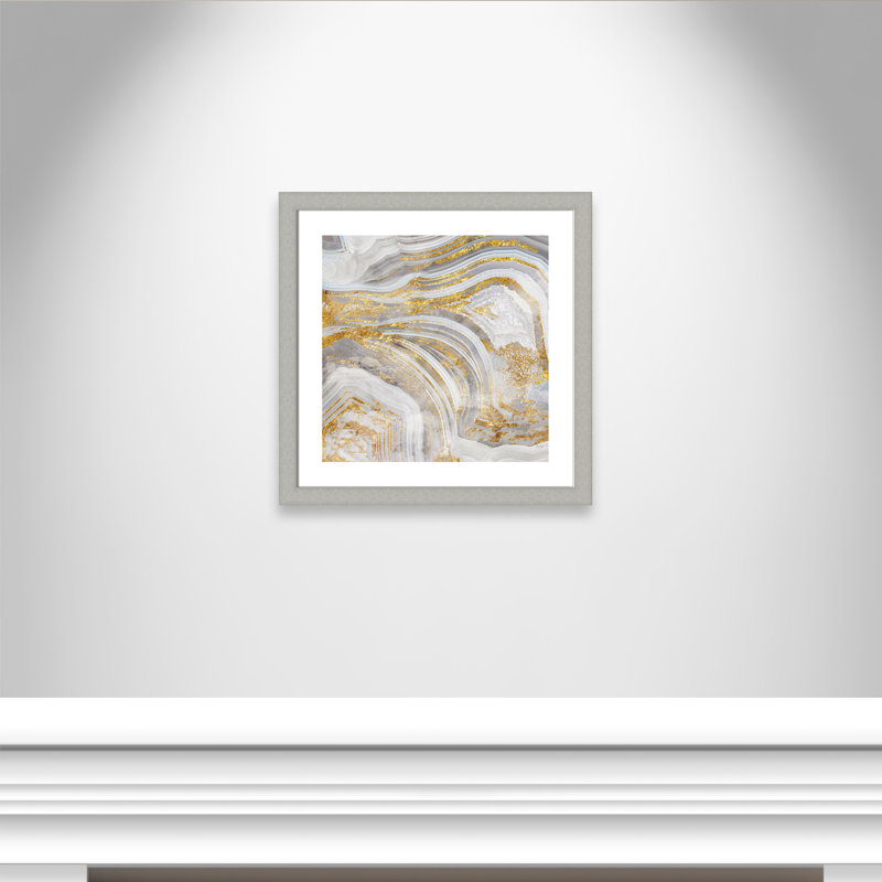 Agate Allure I - peinture encadrée, Encadrement argent brossé, H 25 po x l 25 po x P 1,25 po