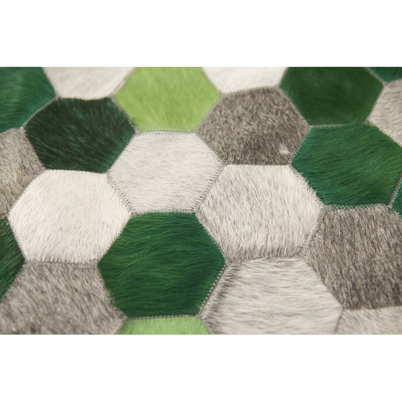 Angulo Cowhide Geometric Area Rug, Rectangle 6'7" x 9'8"