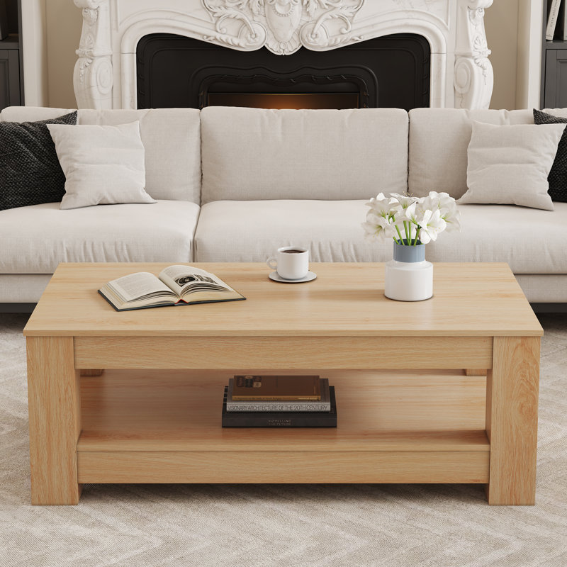 Une table basse moderne et pratique. La table basse à double couche est fabriquée en panneau de fibres à densité moyenne. Convient au salon, à la chambre à coucher et au bureau