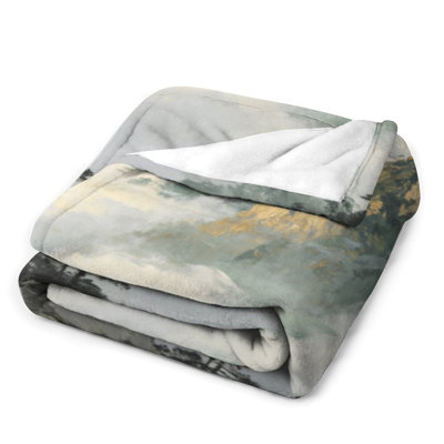 Jeté en flanelle Misty Pine Landscape Luxury