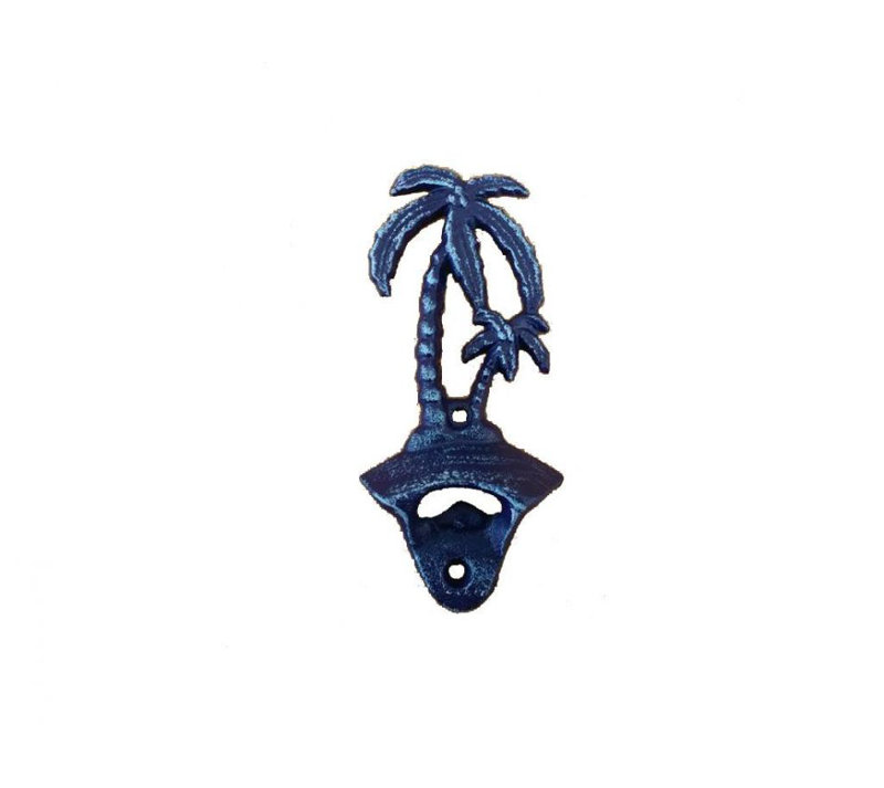 Ouvre-bouteille en métal Orlovista Palm Tree, Bleu foncé rustique