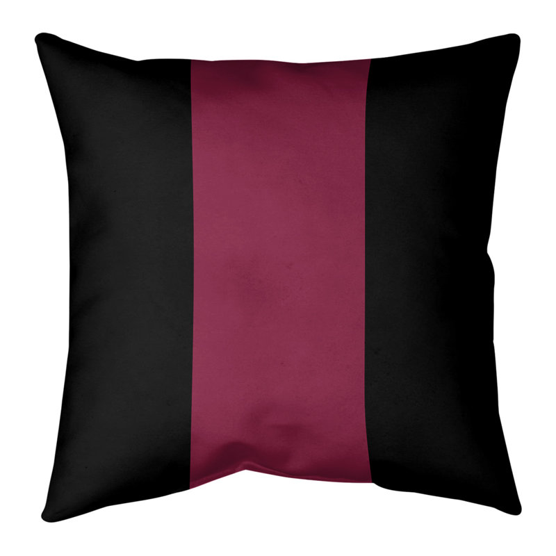 Striped Outdoor Reversible Throw Pillow, 18" H x 18" W, Black/Maroon Middle