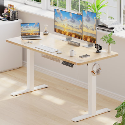 ONE PIECE Height Adjustable Standing Desk With Memory Smart Panel Office Electric Standing Computer Desk With USB Charge