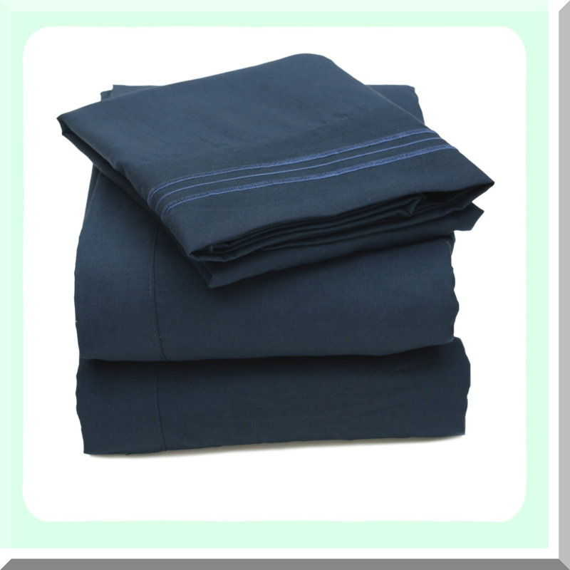 Luxury 1800 Thread Count Twin Bed Sheet Set - Deep Pocket Navy Blue Sheets - Soft Fabric - 3 Piece Quality Bedding Set