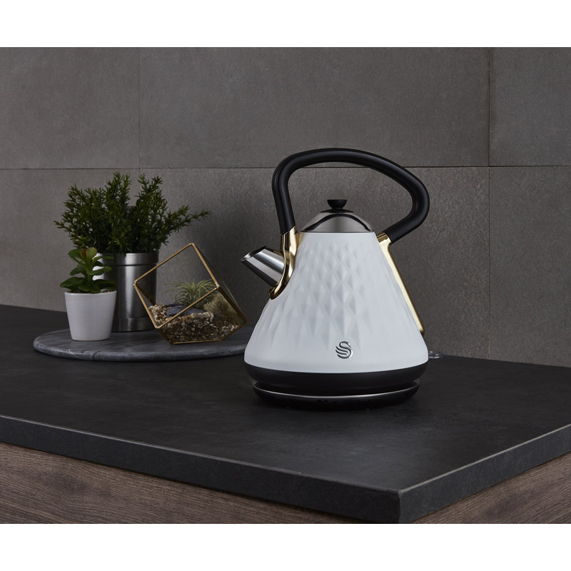 Swan Gatsby 1.7L Stainless Steel Electric Tea Kettle, White